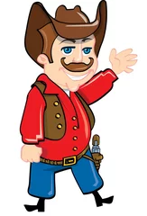 Fototapeten Cartoon-Cowboy mit Waffengürtel © antonbrand
