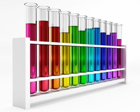 Reagenzgläser - Regenbogen - Farben - Bunt - Chemie