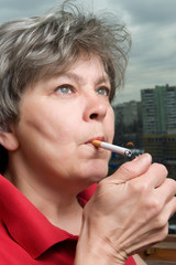 woman with cigarette close up