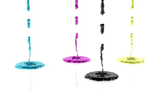 CMYK Paint splash against white, Alpha included