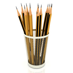 Pencils in support on white background