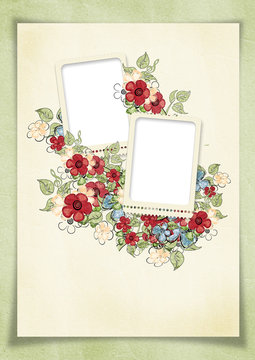 Vintage frame with flowers