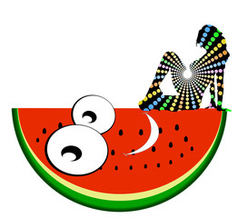 watermelon and sexy girl illustration