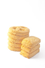 Fototapeta na wymiar Two styles of cookies isolated on white background