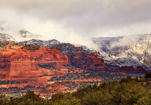 Boynton Red White Rock Canyon Snow Clouds Sedona Arizona