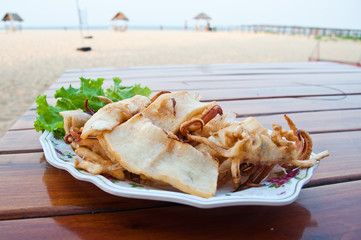 Dried squid, fried