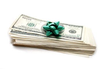 dollars with gift bow