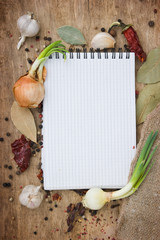 notebook to write recipes with spices