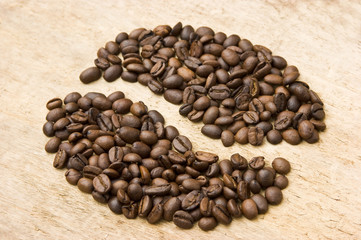 coffee beans on the board
