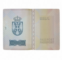 Biometric blank passport pages on white