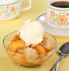 Peach Cobbler and Ice Cream