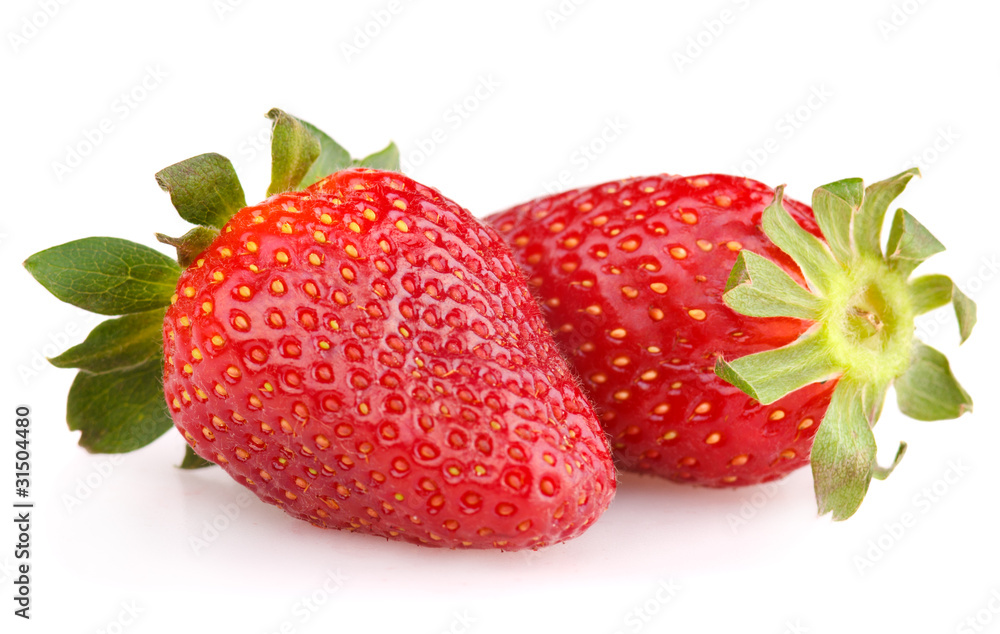 Wall mural Strawberries isolated on white