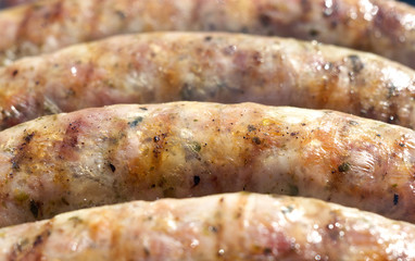 White sausage during the roasting