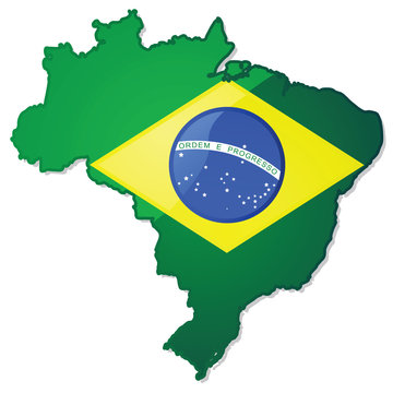Brazil map with flag