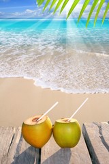 Caribbean paradise beach coconuts cocktail