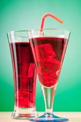 Colourful cocktail in glasses