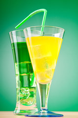 Colourful cocktail in glasses