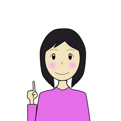 人差し指を立てる女性