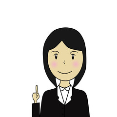 人差し指を指すビジネスウーマン