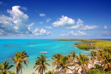 aerial view Contoy tropical caribbean island Mexico