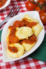 Tortellini pasta with tomato sauce