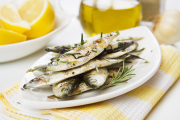 Grilled sardine fish
