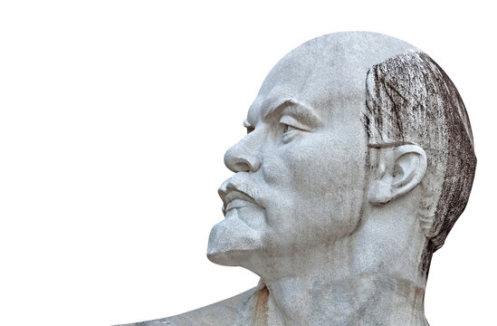 Sculpture of Lenin isolated on white with clipping path