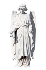 Fototapeta na wymiar Młoda kobieta anioł na białym tle z wycinek