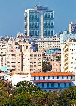 Panoramic view of Havana from the old part of the city to the mo