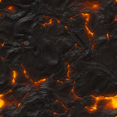 Seamless magma or lava texture with melting rocks and fire - obrazy, fototapety, plakaty