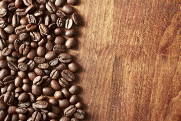 coffee beans on wooden table