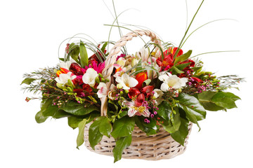 beautiful flowers in the basket