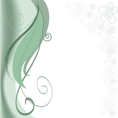 abstract green background with swirls and floral stripe