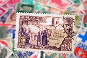 timbres - 0,60 - 650 ème anniversaire de l'enclave des papes - philatélie France