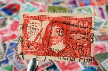 timbres - 90c - Descartes -  philatélie France