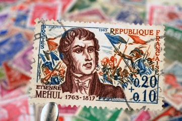 timbres - Etienne Mehul - 1963 - 0,20 + 0,10 francs - philatélie France