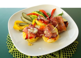 tasty meal with bacon,potato for dinner