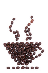 Coffee beans on white background