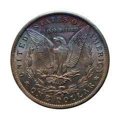 isolated reverse of toned Morgan silver dollar - 1884 O