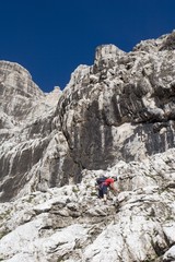 Fototapeta na wymiar Dolomite - Civetta massif and climber
