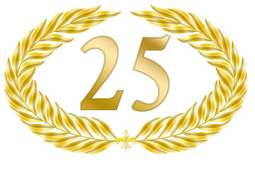 jubiläum 25 button lorbeer schleife geburtstag gold
