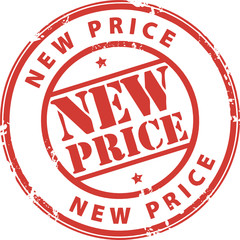 Stamp with the text new price written inside