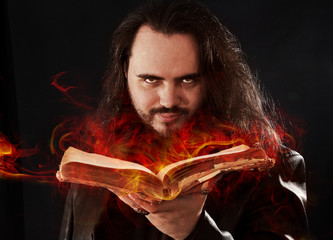 The man with burning book