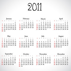 Simple calendar of 2011