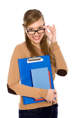 Female student wearing glasses