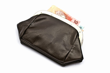 Old purse and money
