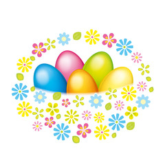 Easter basket with colored eggs © Kopal