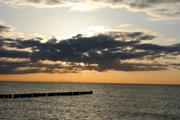Clouds and Ocean in Sunset Light