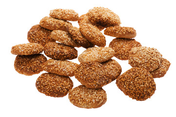 pastry with sesame seeds on white