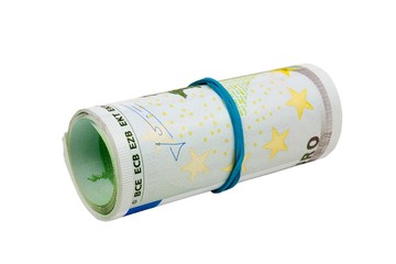 Roll of euros isolated